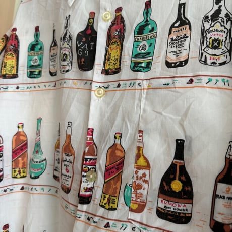 70's〜お酒総柄シャツ