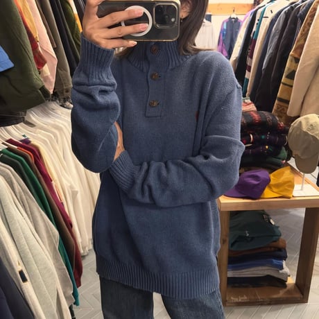 POLO ハーフボタンコットンニット
