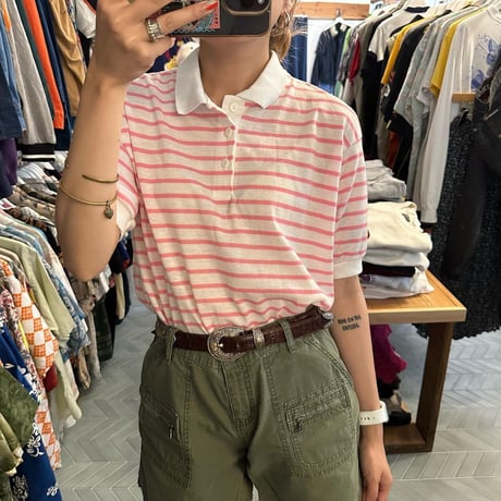 New old stock!ピンクボーダーポロシャツ