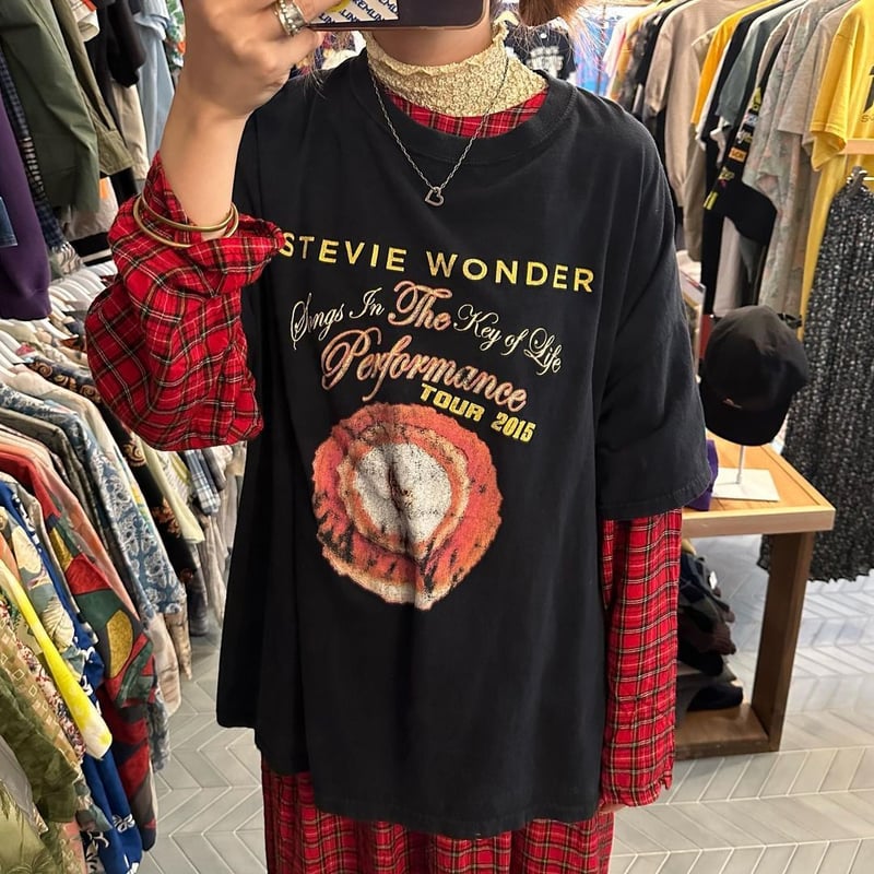 Stevie Wonder スティービーワンダー 2015 ブラック 黒 L スティーヴィー・ワンダー2015年ツアーTシャツ | CUSTOM FEVER