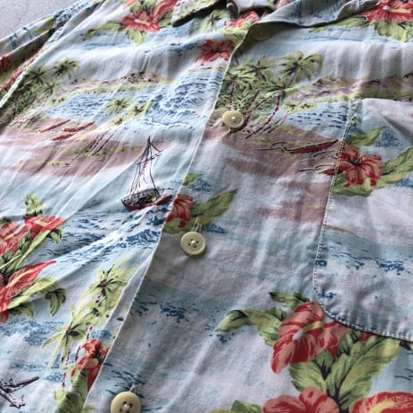 POLO SPORT レーヨン総柄ハワイアンシャツ XL