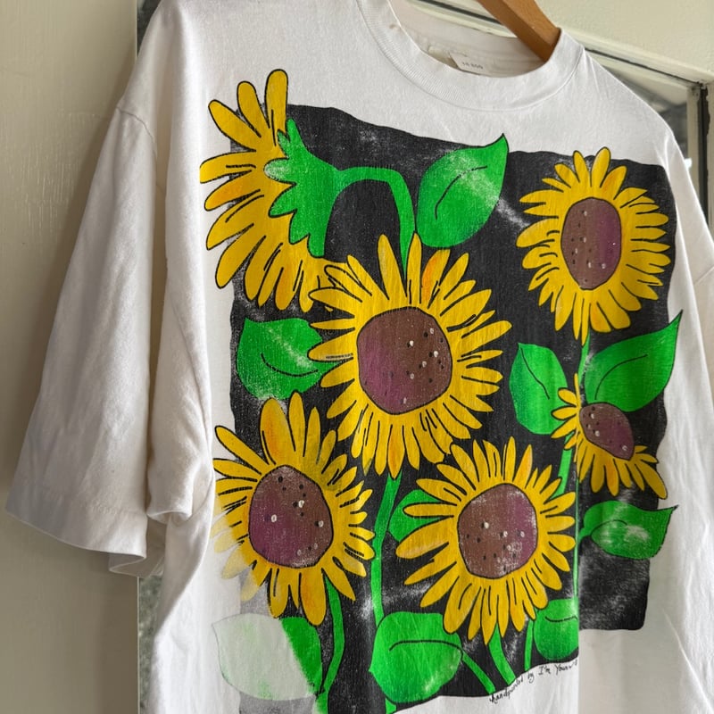 90's ひまわりプリントTシャツ XL | CUSTOM FEVER