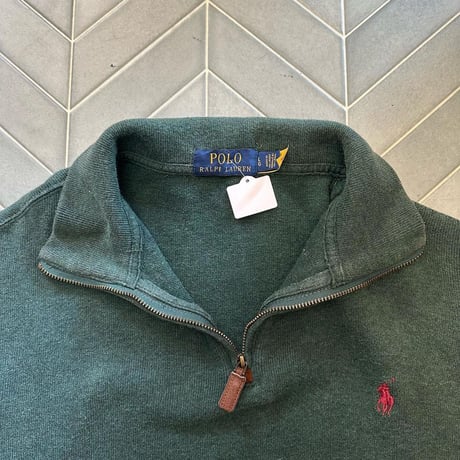 POLO コットンハーフジップニット