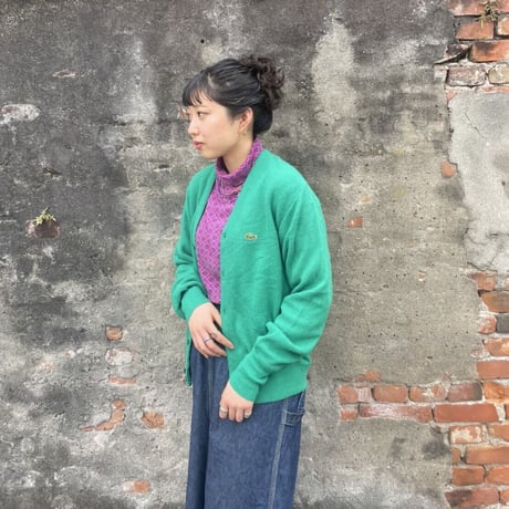 USA製LACOSTEアクリルニットカーディガン  L