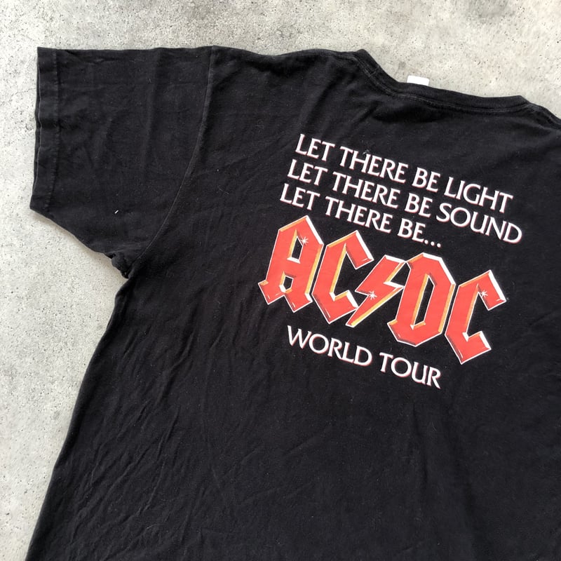 AC/DC 2009年ツアーTシャツクール　スタッフ　レア AC/DC」2009 ツアーTシャツ - 古着屋グレープフルーツ ムーン
