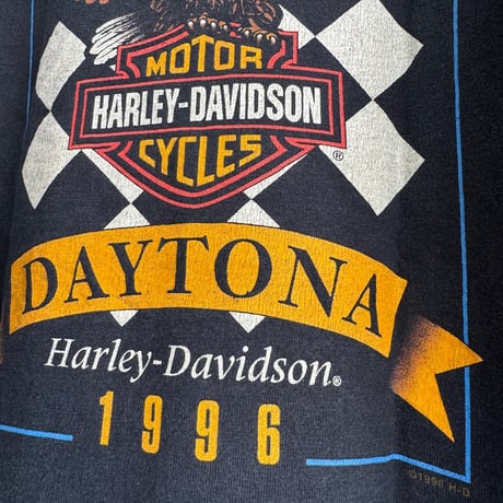 90's USA製HARLEY DAVIDSON ヘンリーネックプリントTシャツ