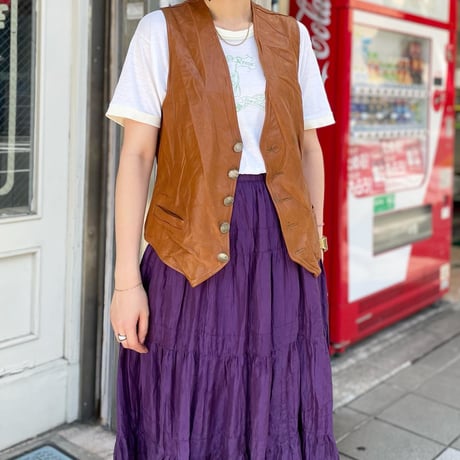 LIBERTY コンチョボタンレザーベスト