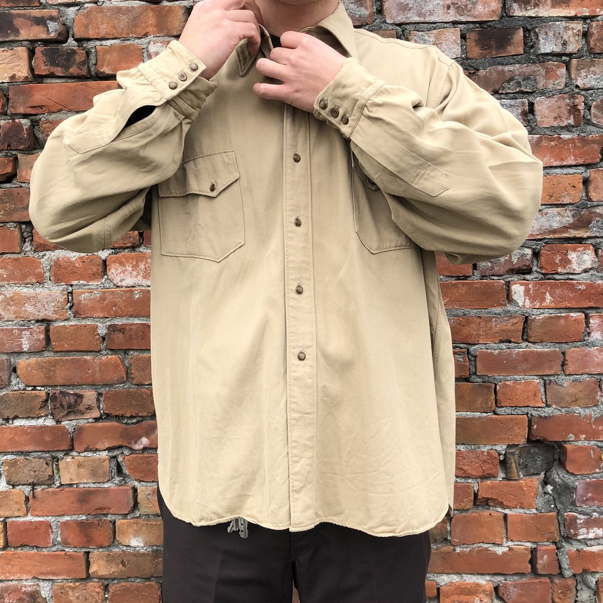 50's〜GAME AND LAKEビンテージ マチ付きギャバジンシャツ | CUSTOM F