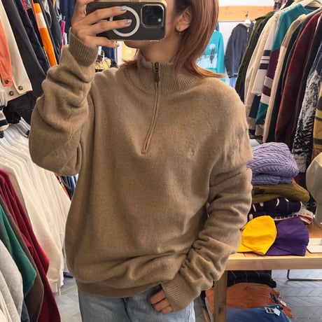 POLO ウールハーフジップニット