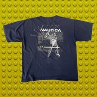 USA製 NAUTICA ゴルフスイング バックプリントTシャツ