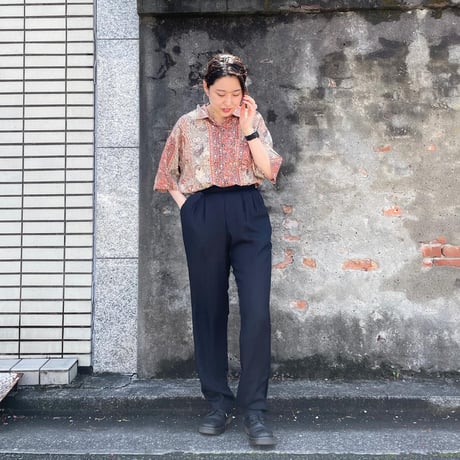 半袖レーヨンペイズリー柄シャツ