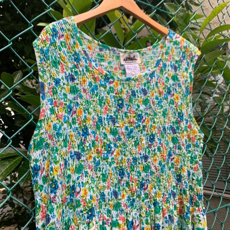 小花柄シャーリングワンピ