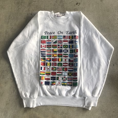 〜90's Peace On Earth 国旗プリントスウェット XXL