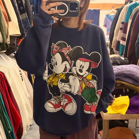 90s USA製 ミッキー&ミニープリントスウェット