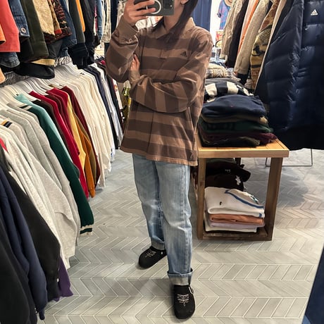 adidas ボーダーポロシャツ