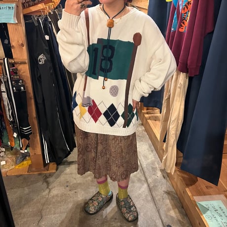 アーガイル柄ゴルフセーター