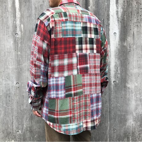 Poloパッチワークシャツ  M