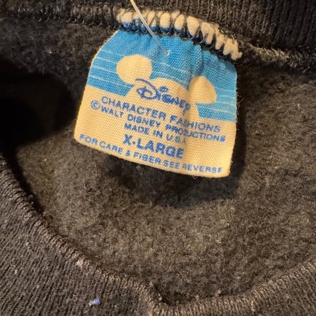〜90's USA製Disney Mickey フロッキープリントスウェット XL