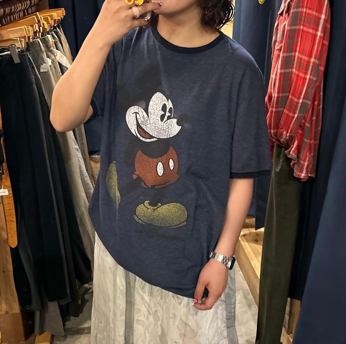 Hanes ミッキー＆ミニー リンガーTシャツ USA製 Hanes ミッキー リンガーT | CUSTOM FEVER