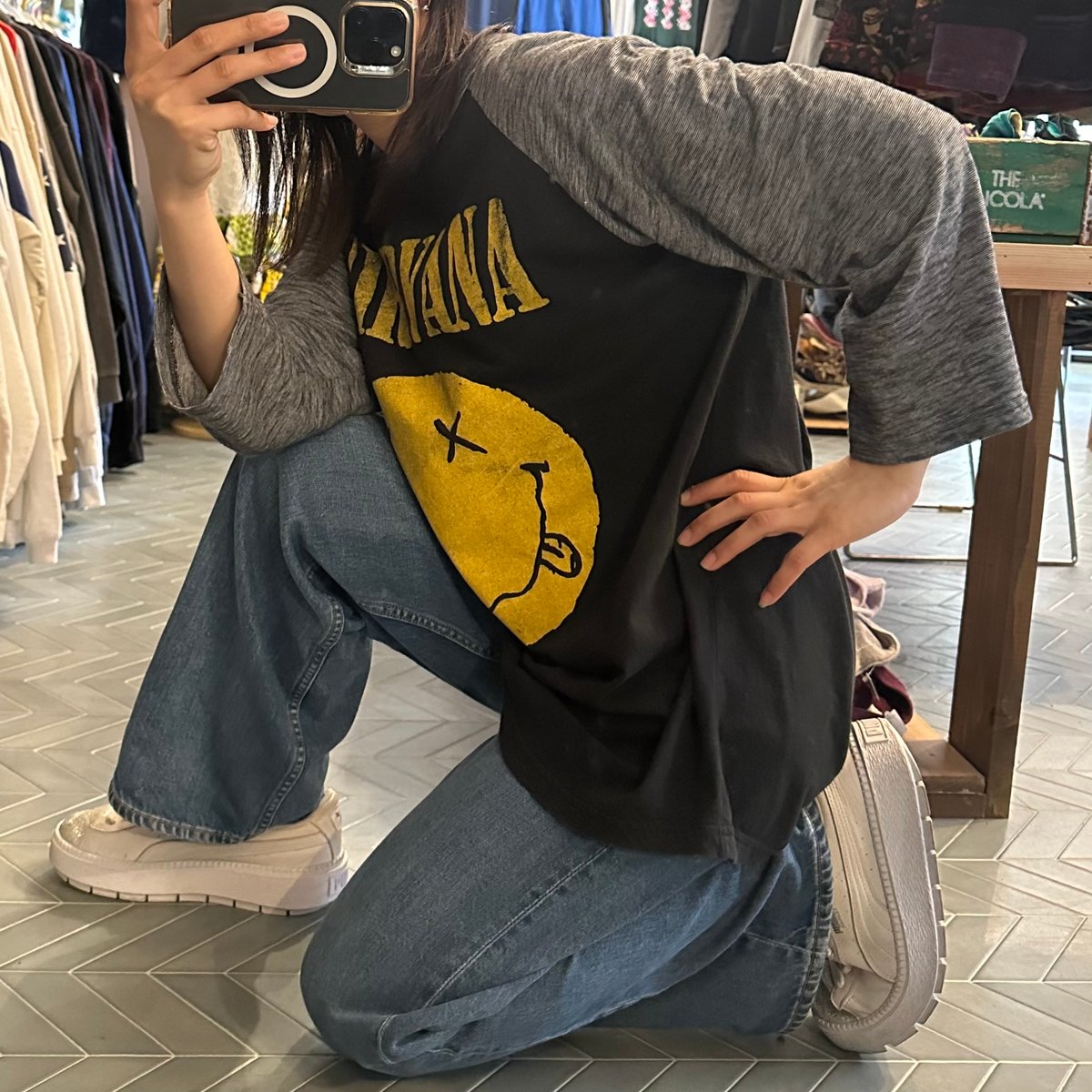 NIRVANA ラグラン七部Tシャツ | CUSTOM FEVER