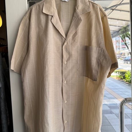 ストライプオープンカラー半袖シャツ