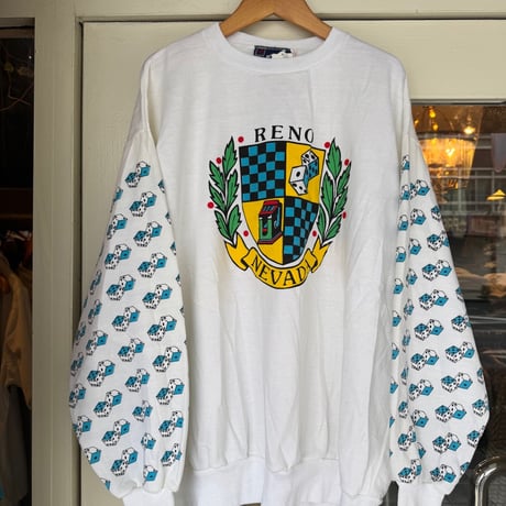 80's USA製 RENO NEVADA Dice Print Sweatスウェット  L