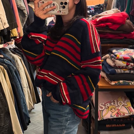 90s OLD GAP マルチボーダーニット