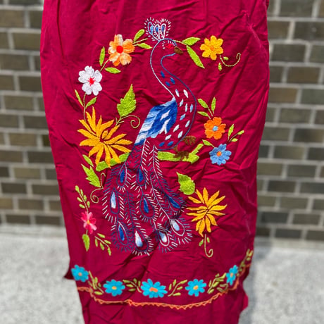 クジャク刺繍メキシカンワンピース