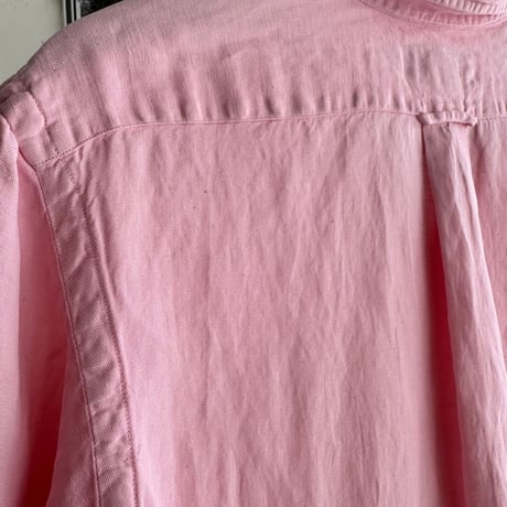 90's Ralph Lauren 半袖シルクリネン混無地シャツ S