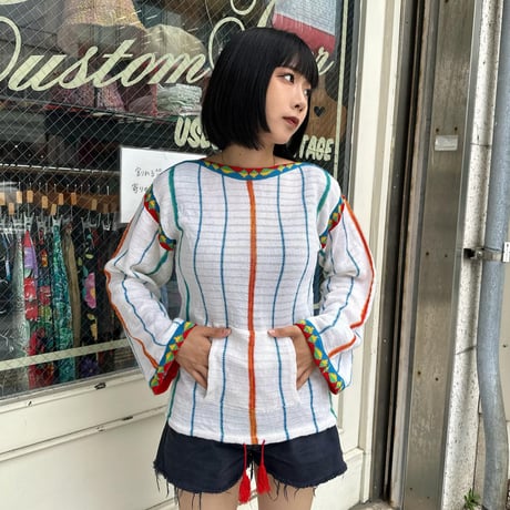 エスニック調  ストライプトップス