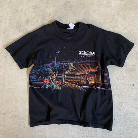 USA製オオカミ両面プリントTシャツ