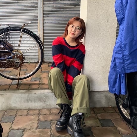 TOMMYボーダーコットンニット