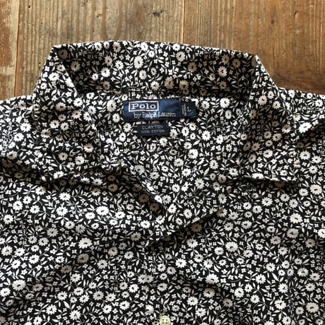 Ralph Lauren白黒花柄オープンカラーシャツ