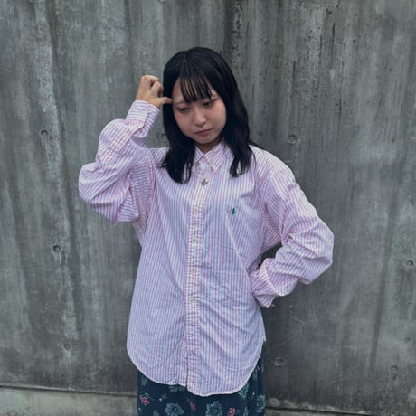 Ralph Lauren CLASSIC FIT ピンクストライプシャツ