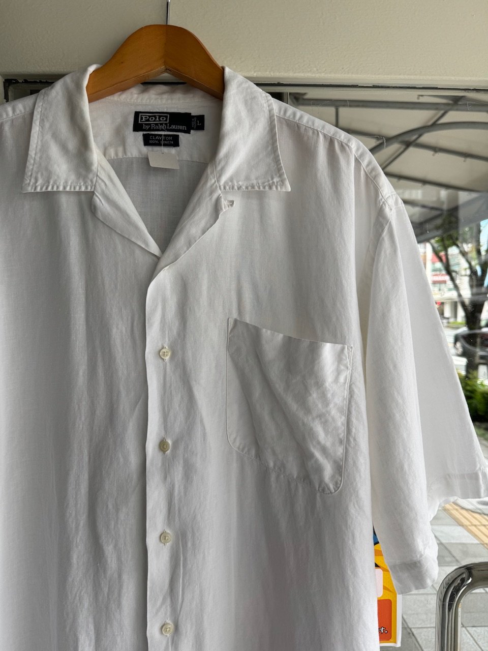 Ralph Laurenリネン半袖シャツ 白 L | CUSTOM FEVER