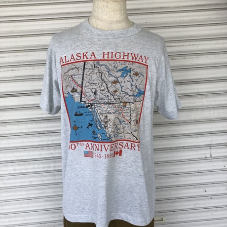 92年アラスカハイウェイマップTシャツ