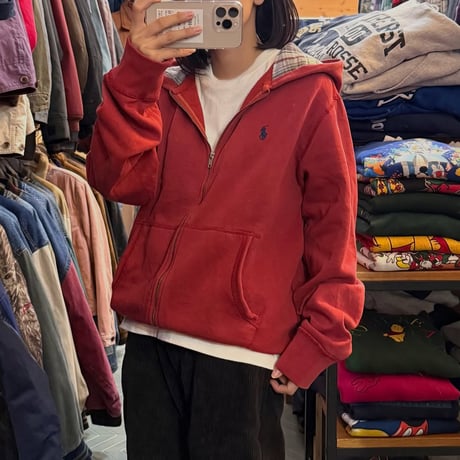 90s POLO ワンポイントジップパーカー