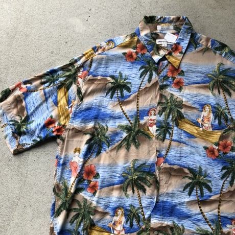 ピエールカルダン総柄レーヨンシャツ  XL
