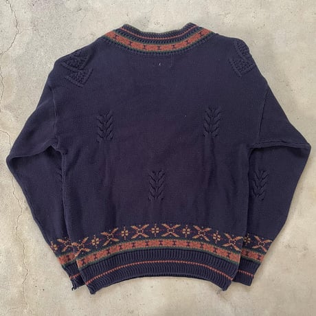 USA製Woolrich Vネックデザインコットンニット