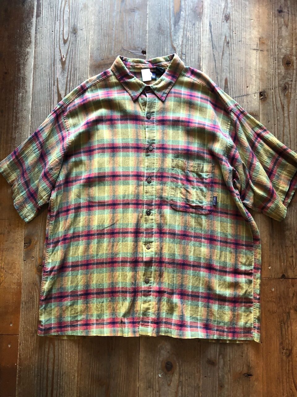 Patagonia半袖オーガニックコットンチェックシャツ XL | CUSTOM