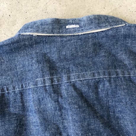 〝RRL〝 RALPH LAURENノーカラーコットンシャンブレーシャツ