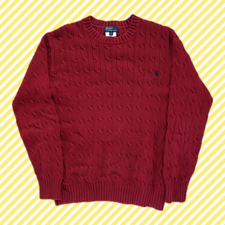 Polo コットンケーブルニット