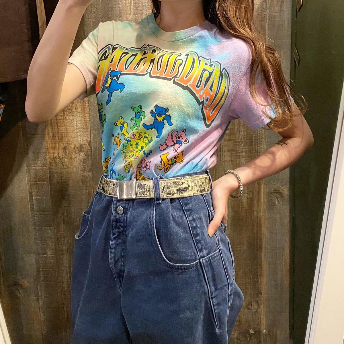 BJSF タイダイ Tシャツ 古着 グレイトフルデッド ダンシングベア ダンシングベア レインボー タイダイTシャツ - 古着屋