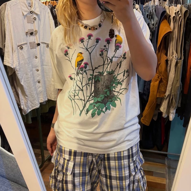 USA製 鳥×お花プリントTシャツ | CUSTOM FEVER