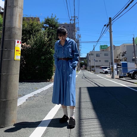 前あきデニムシャツワンピ