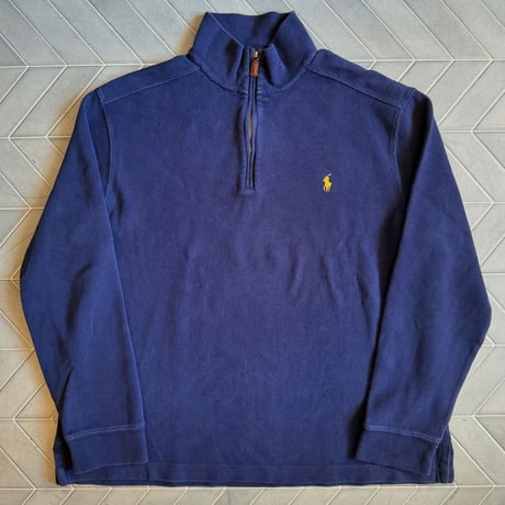 POLO ハーフジップコットンニット