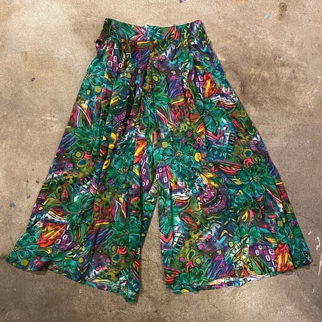 フランス製アート柄リラックスワイドパンツ