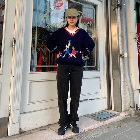 Vネックゴルフニット