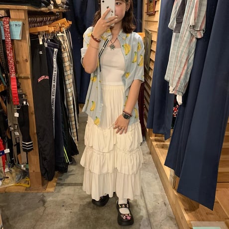 s/s バナナ総柄ストライプシャツ