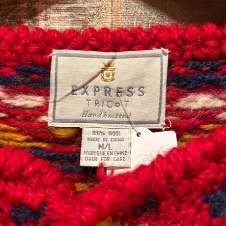 EXPRESS TRICOT 総柄ニットカーディガン
